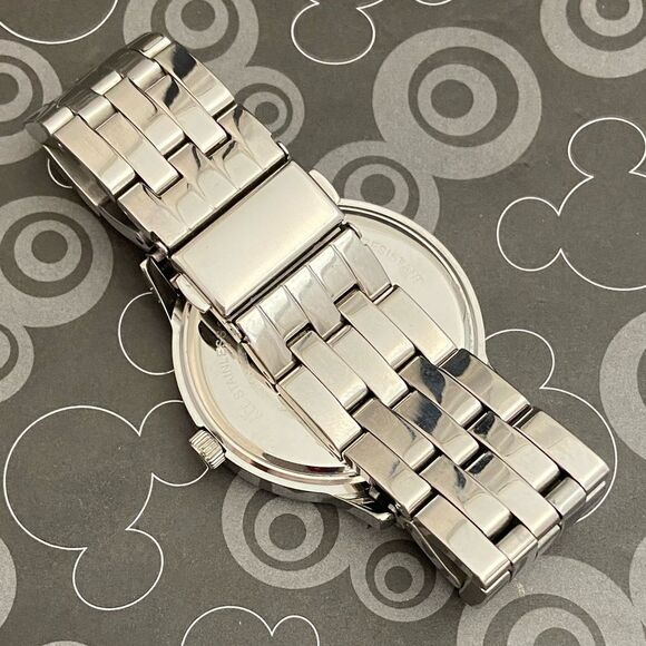 Disney Time Works All Stainless Steel Mickey Mouse Silhouette Dial Unisex Watch - Picture 11 of 14